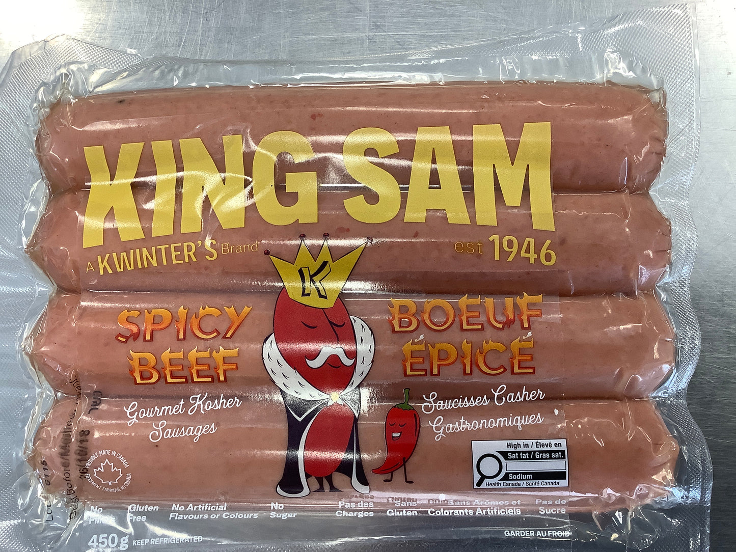 KING SAM-SPICY BEEF GOURMET KOSHER SAUSAGES