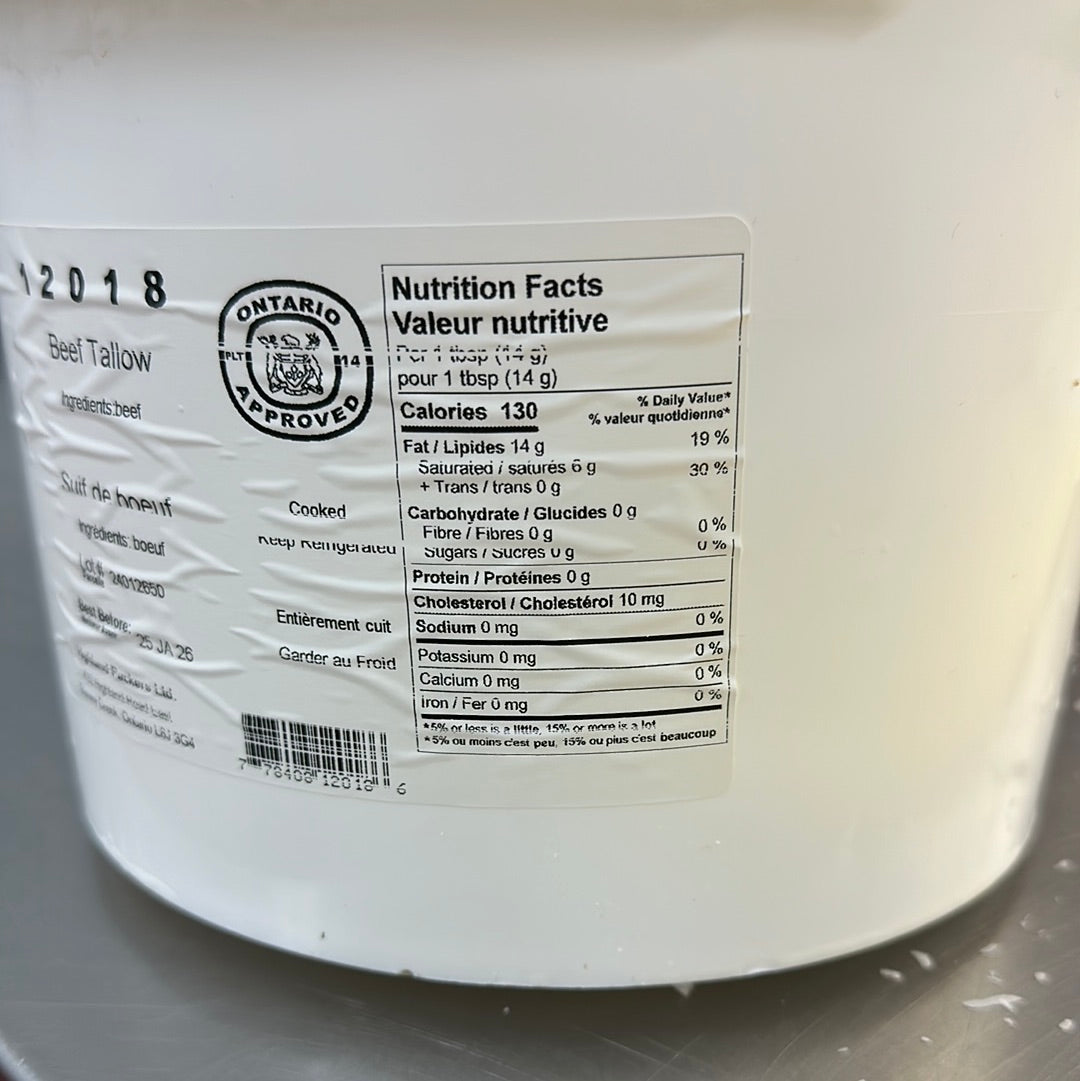 BEEF TALLOW (GRASSFED, GRASSFINISHED) - 7LB PAIL