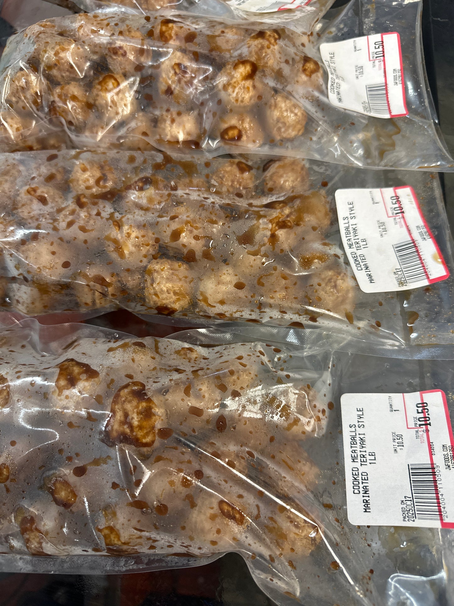 COOKED MEATBALLS MARINATED TERIYAKI STYLE APPROXIMATELY 37/LB