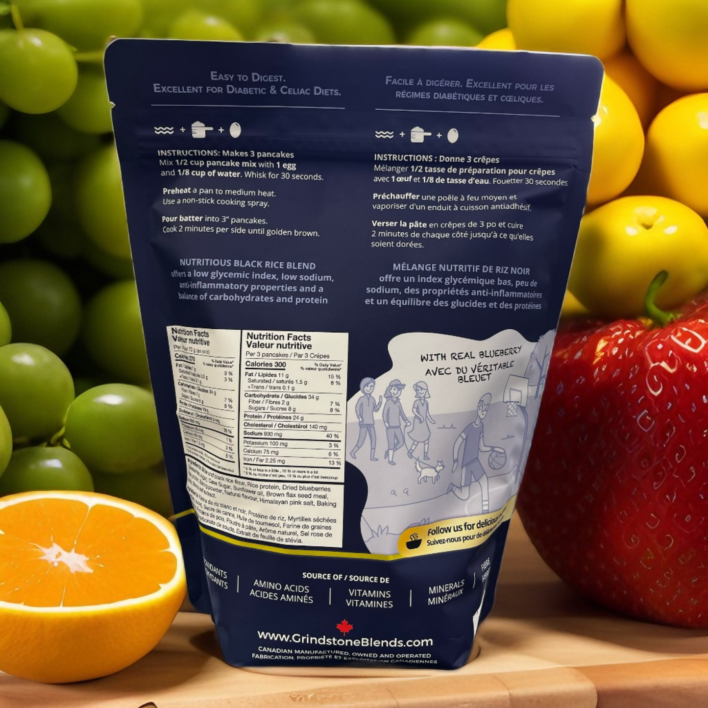 GRINDSTONE BLENDS - PROTEIN RICE PANCAKES - VANILLA BLUEBERRY