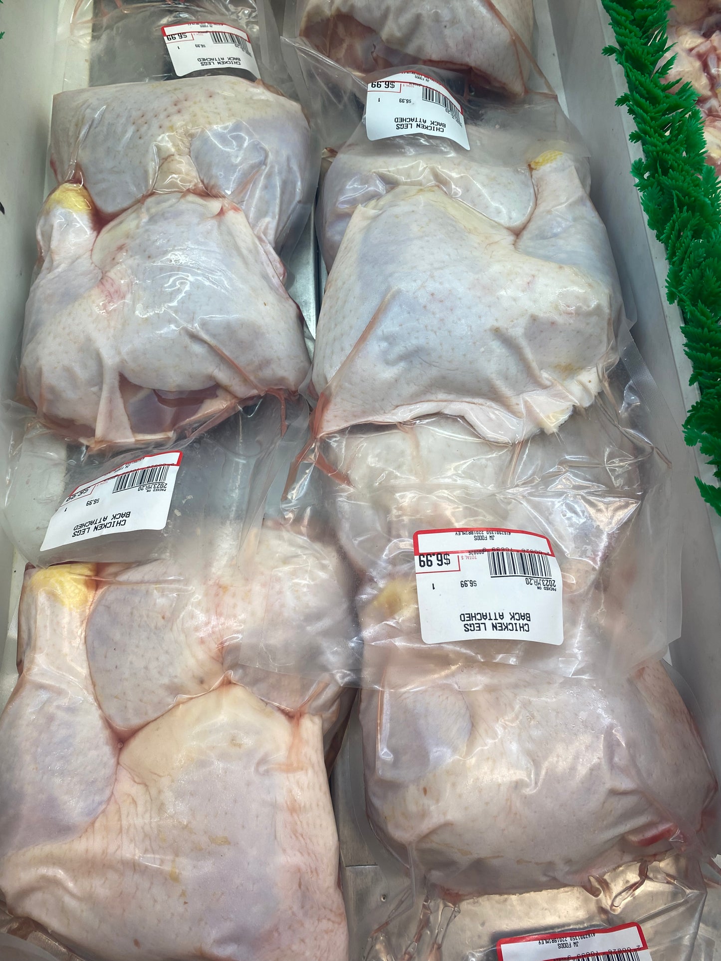 CHICKEN LEGS - BACK ATTACHED - 20LBS - Approx: 6PKGS +X 2lbs up/PKG(2-3PCS)