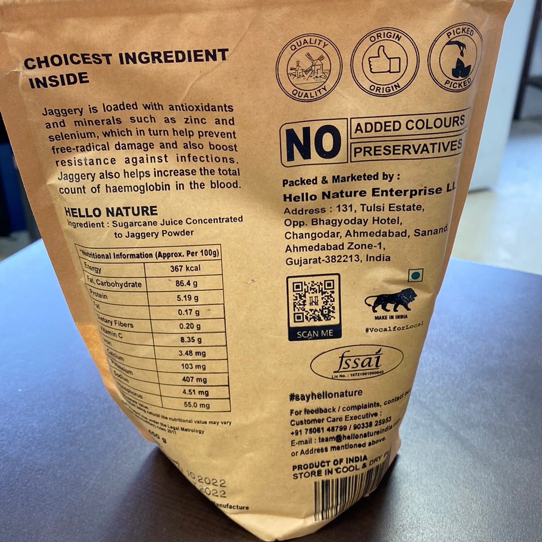 NATURAL JAGGERY POWDER, HELLO NATURE