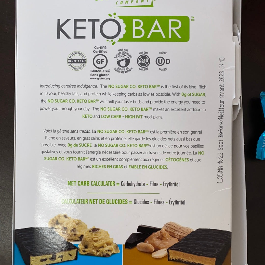 NO SUGAR KETO BAR - CHOCOLATE CHIP COOKIE DOUGH - 40g