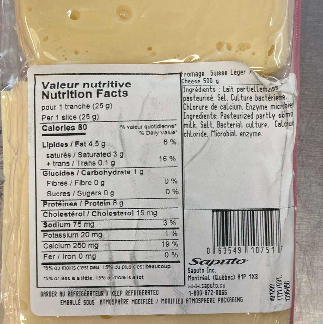 SAPUTO SWISS CHEESE LACTOSE FREE