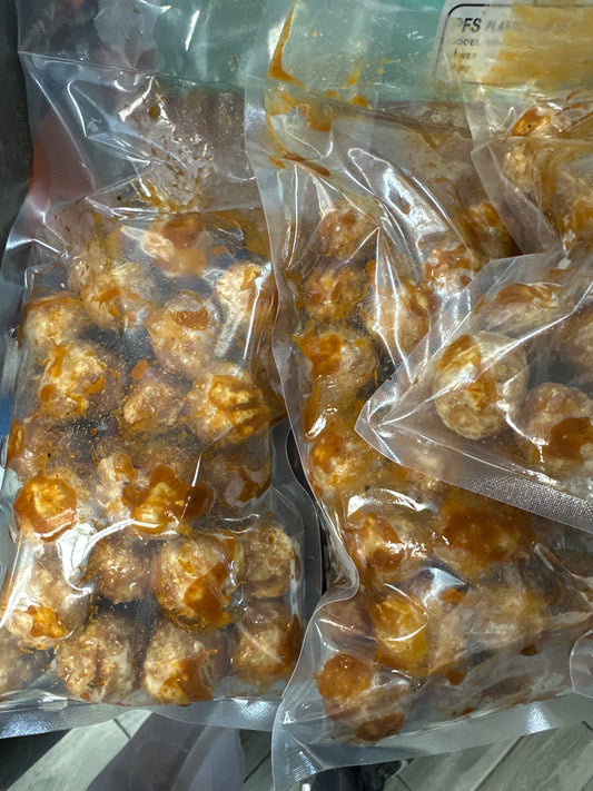 COOKED MEATBALLS MARINATED IN BBQ SAUCE