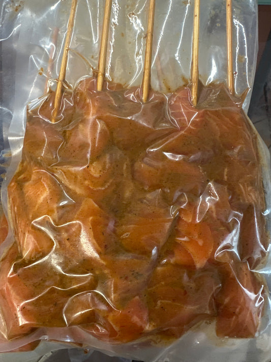 SALMON JERK SOUVLAKI