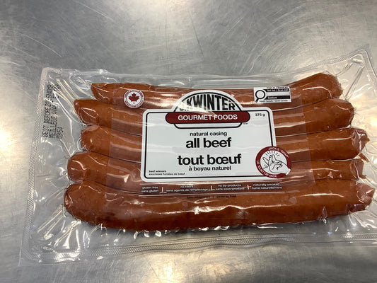 J.KWINTER-NATURAL CASING ALL BEEF HOT DOGS 375g
