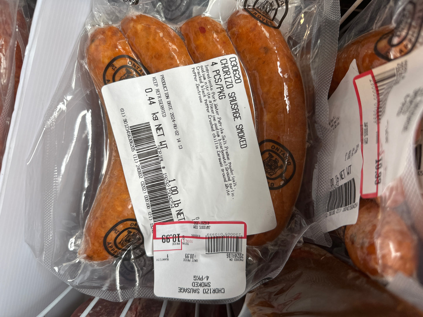 CHORIZO SAUSAGE SMOKED - 4/PK