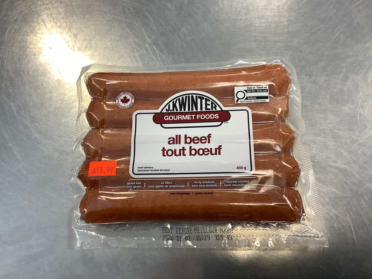J.KWINTER-ALL BEEF HOTDOGS 450g
