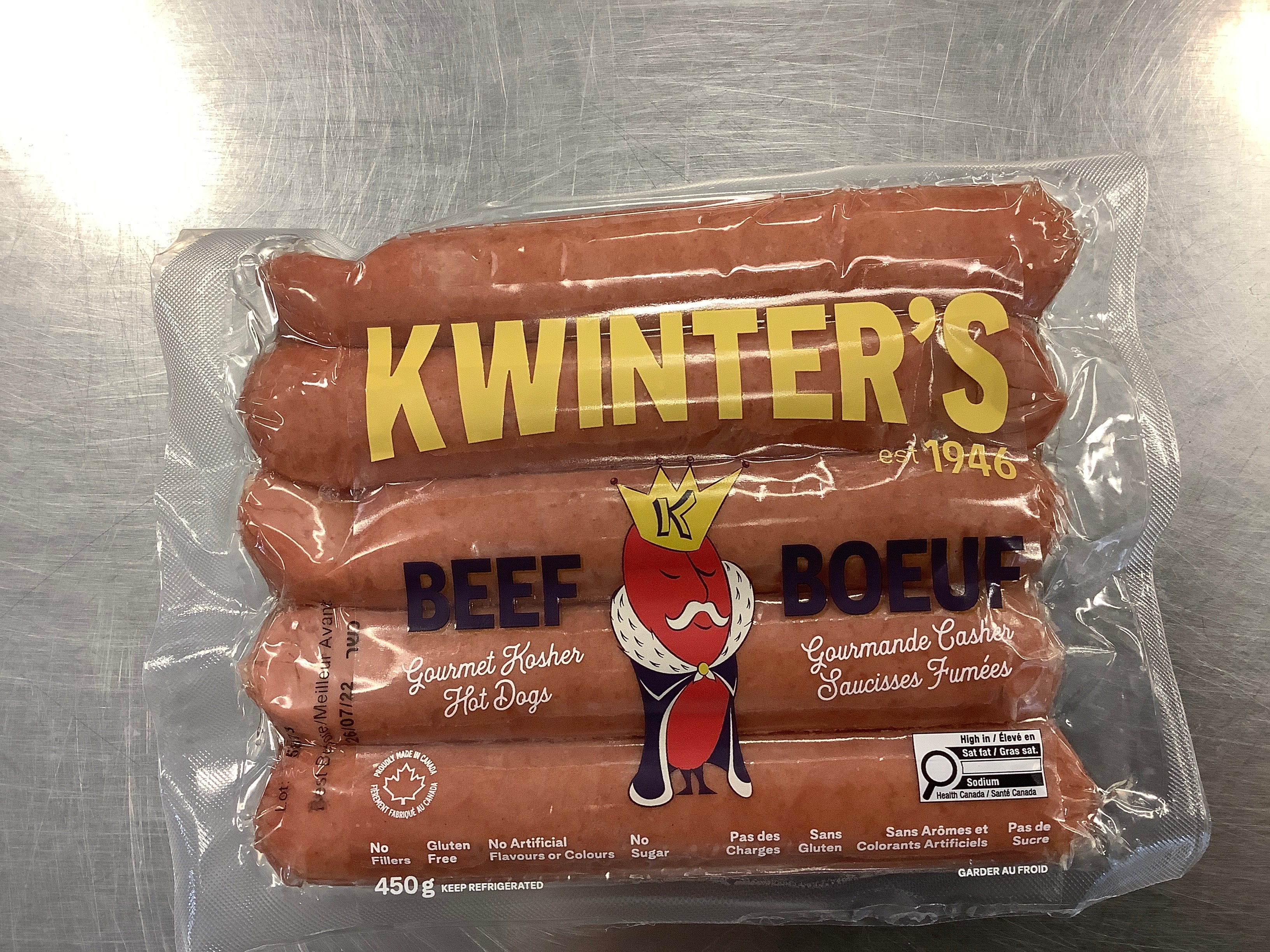 KWINTER'S-BEEF GOURMET KOSHER HOT DOGS – J&W Meal Butler