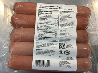 KING SAM-BEEF GOURMET KOSHER HOT DOGS