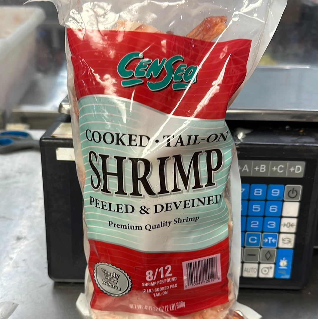 SHRIMP - COOKED TAIL -ON - PEELED & DEVEINED ( 8-12/LB)