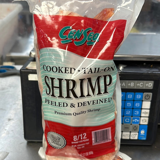 SHRIMP - COOKED TAIL -ON - PEELED & DEVEINED ( 8-12/LB)