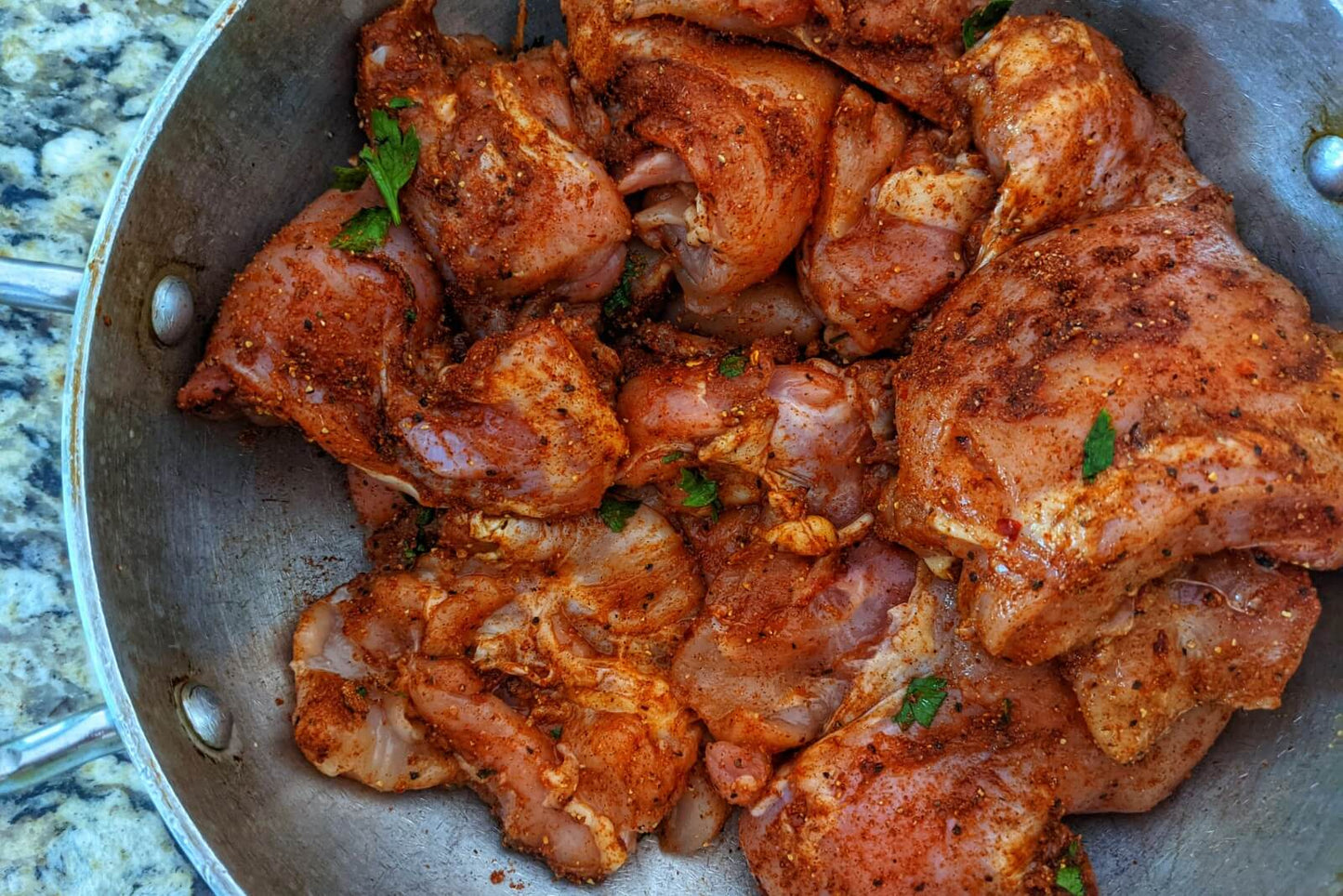 CHICKEN THIGHS - BONELESS SKINLESS - JERK - 1bg x 2.5-3.0lbs