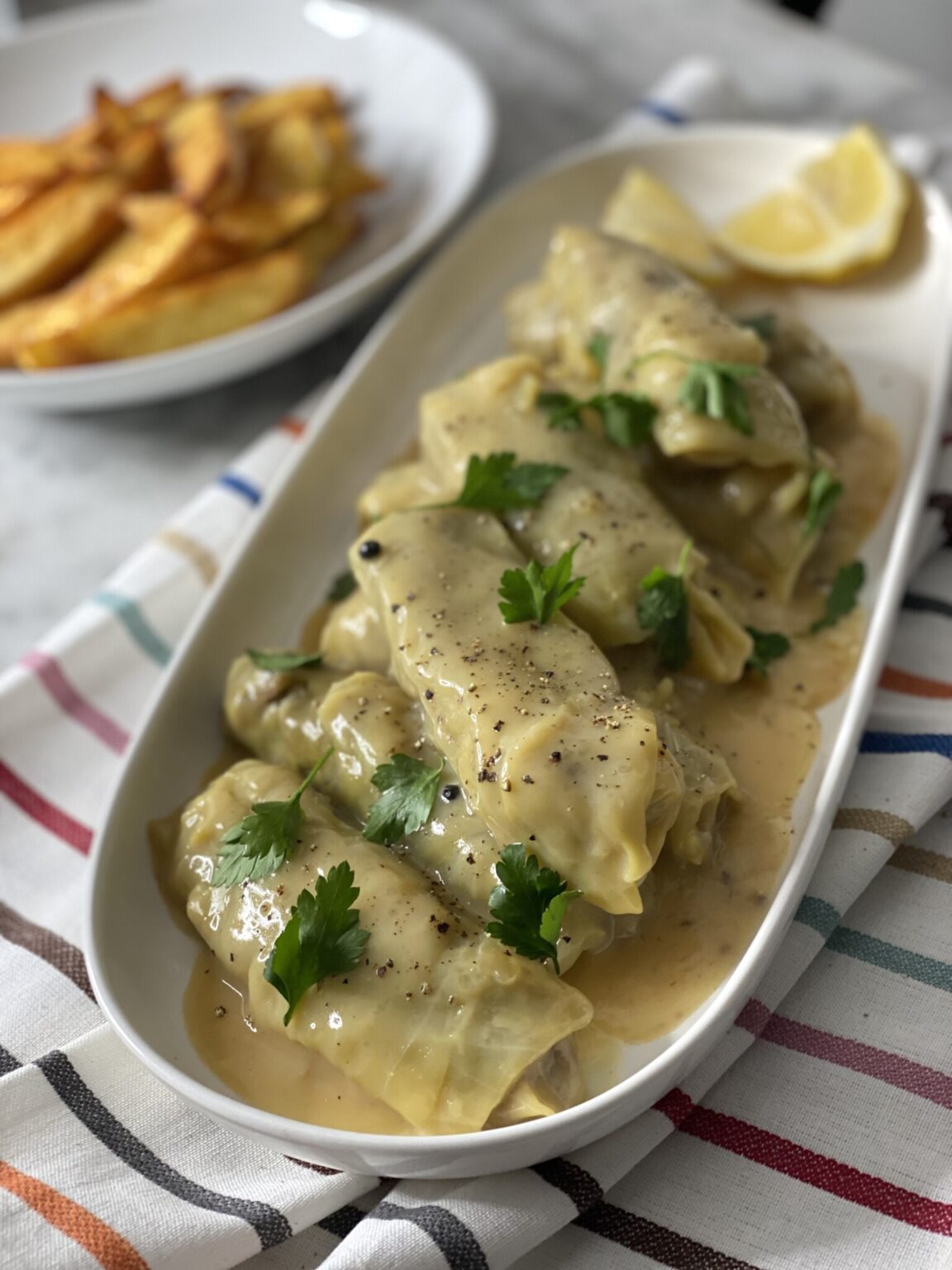 Cabbage Rolls - Greek Style with Lemon Egg Sauce