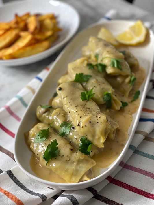 Cabbage Rolls - Greek Style with Lemon Egg Sauce