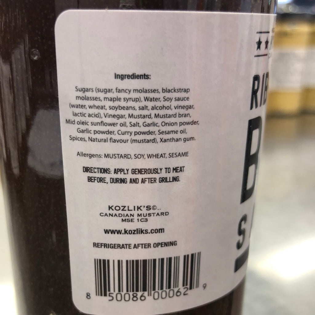 KOZLIKS RIB-B-QUE BBQ SAUCE