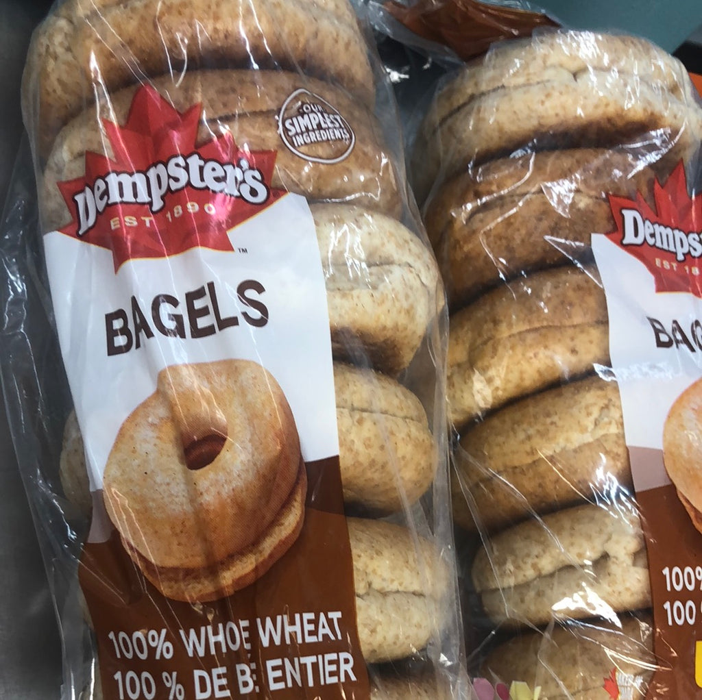 DEMPSTERS BAGELS 100% WHOLE WHEAT