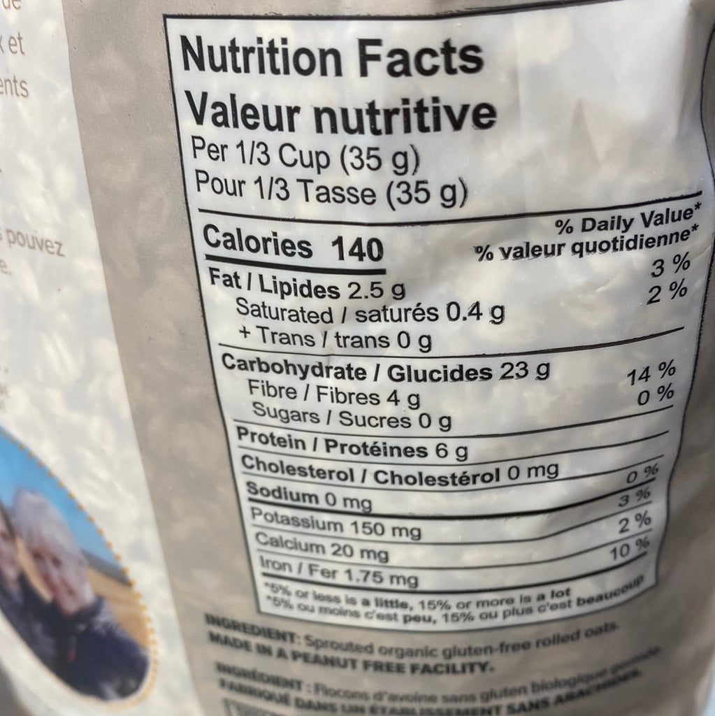 ONE DEGREE ORGANIC FOODS SPROUTED ROLLED OATS