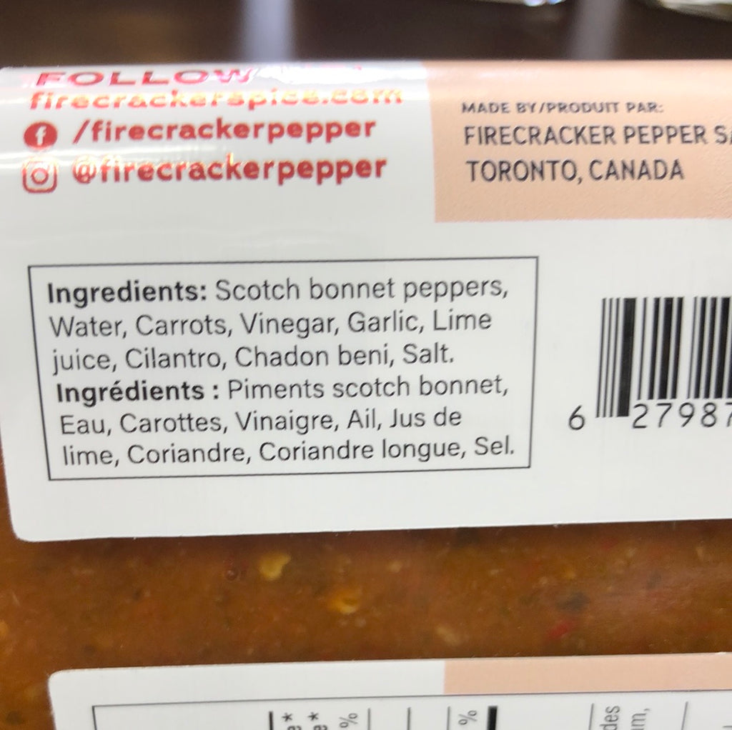 FIRECRACKER PEPPER SAUCE AUTHENTIC TRINIDADIAN