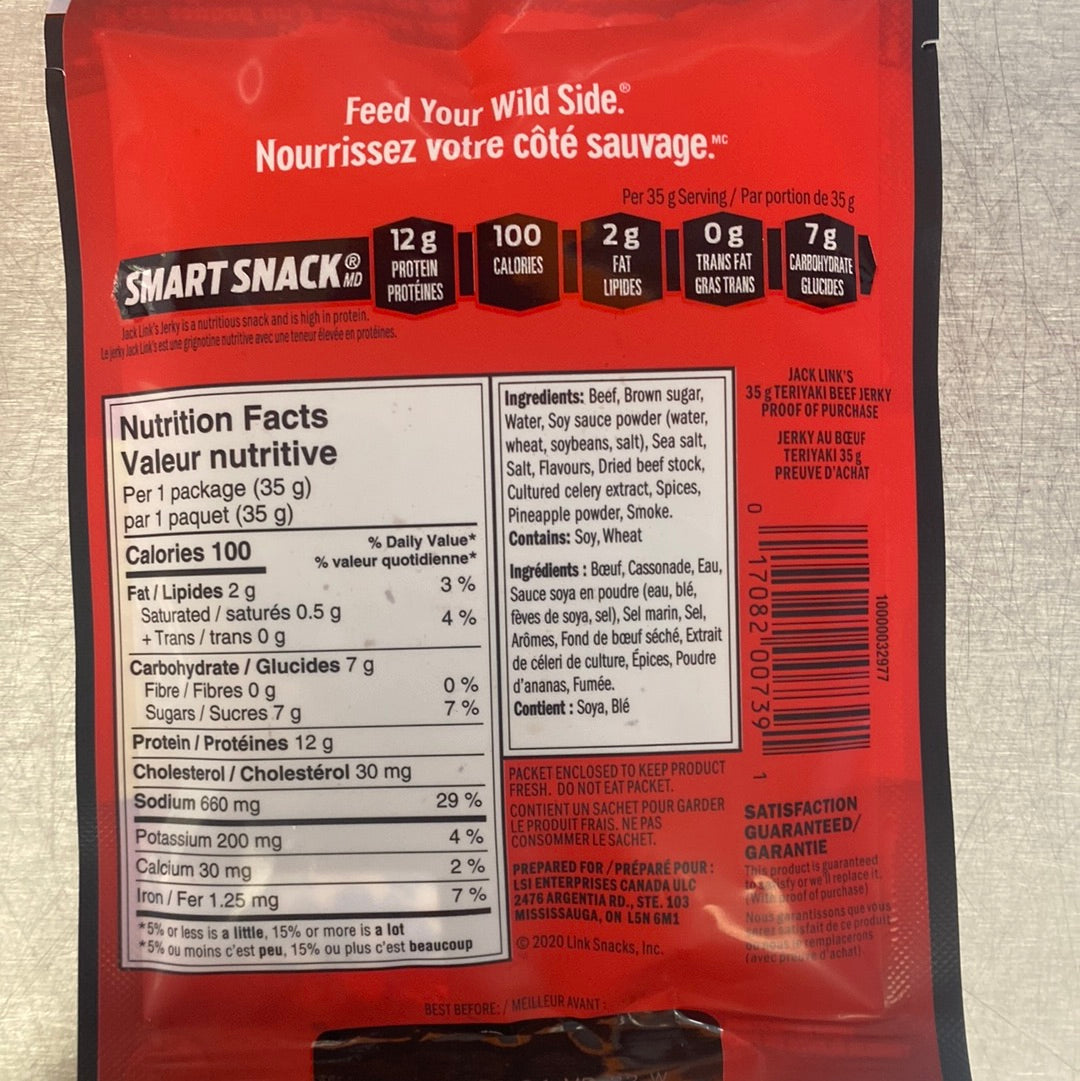JACK LINKS  - TERIYAKI BEEF JERKY - 35g